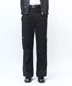 지퍼 포켓 와이드 카고 팬츠(블랙)