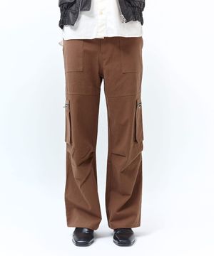 지퍼 포켓 와이드 카고 팬츠(브라운)