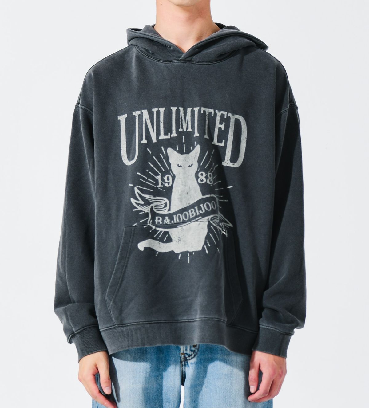 바쥬비쥬(BAJOO BIJOO) Unlimited Cat Pigment Hoodie [Chacoal]