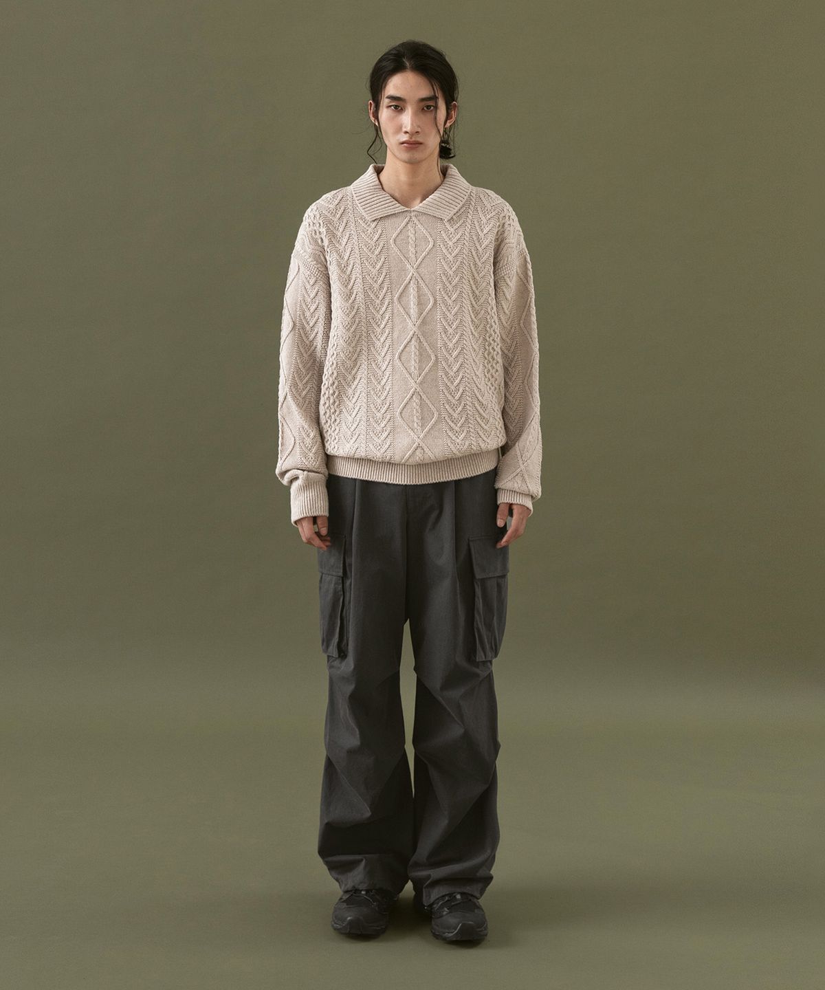 어나더 오피스(ANOTHER OFFICE) Parachute Belted Pants (Coal Gray)
