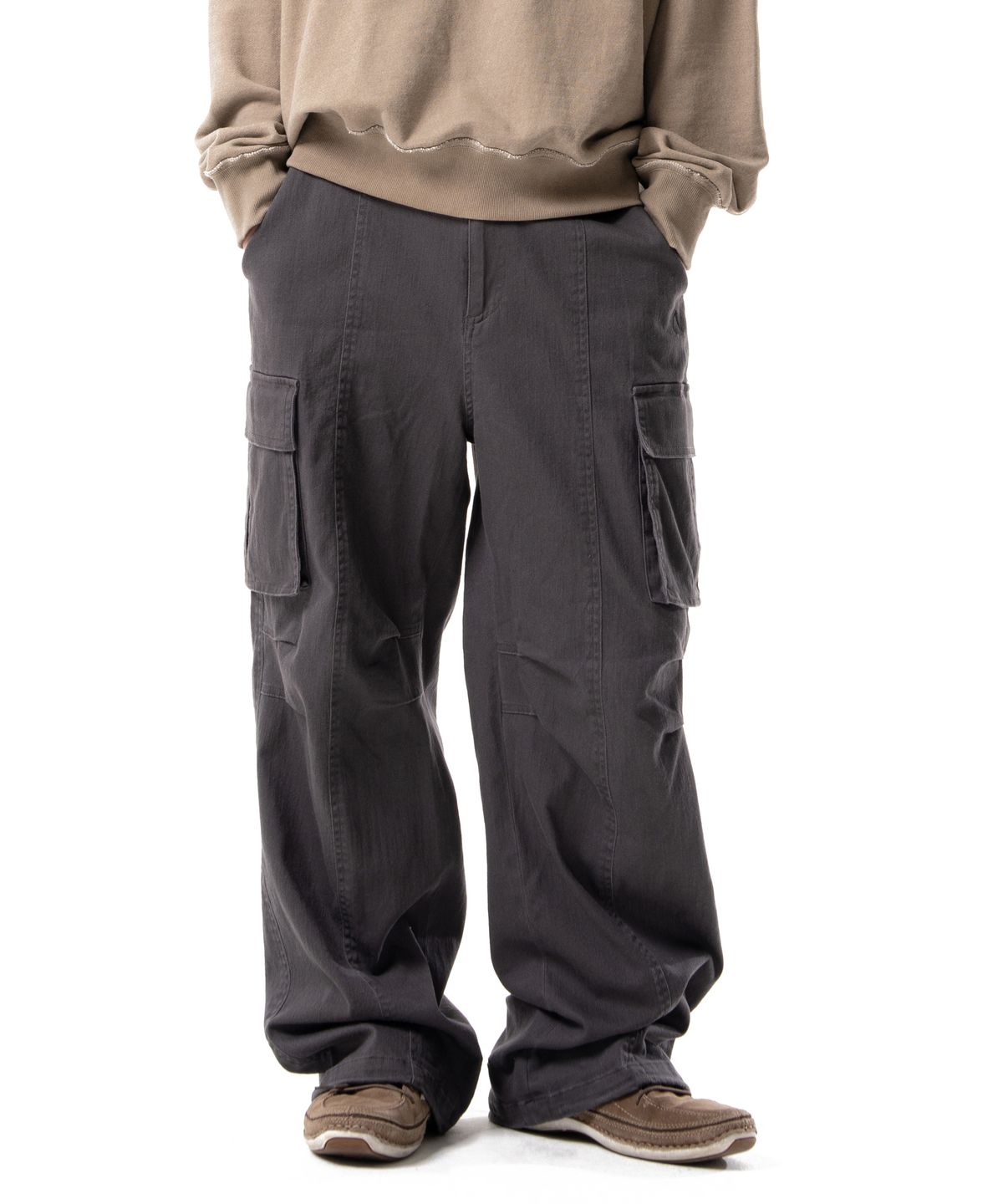 아캄(AAKAM) Washed Semi Wide Cargo Pants (Gray)