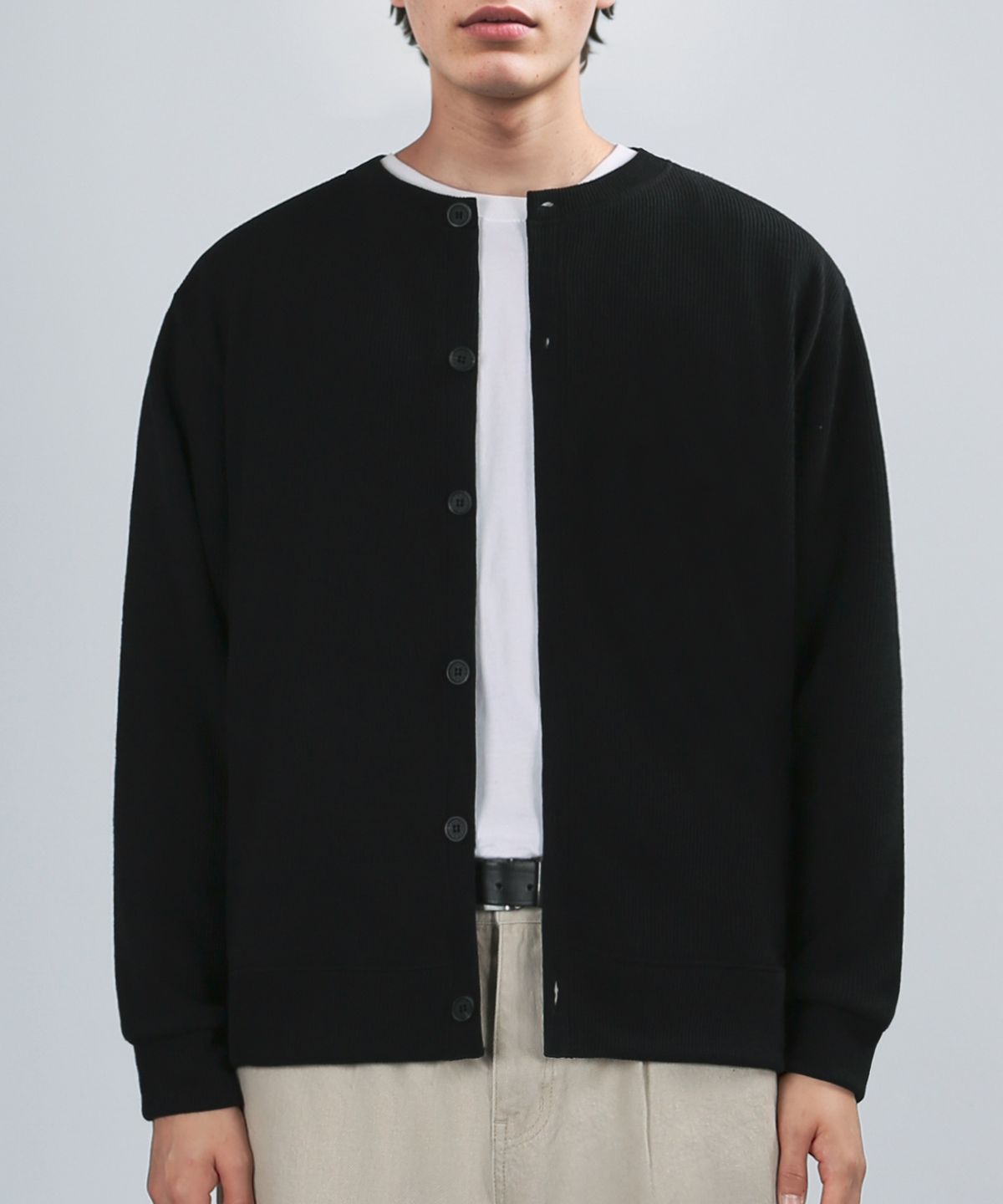 베리베인(VERYVAIN) GAFF TEX ROUND CARDIGAN (BLACK)
