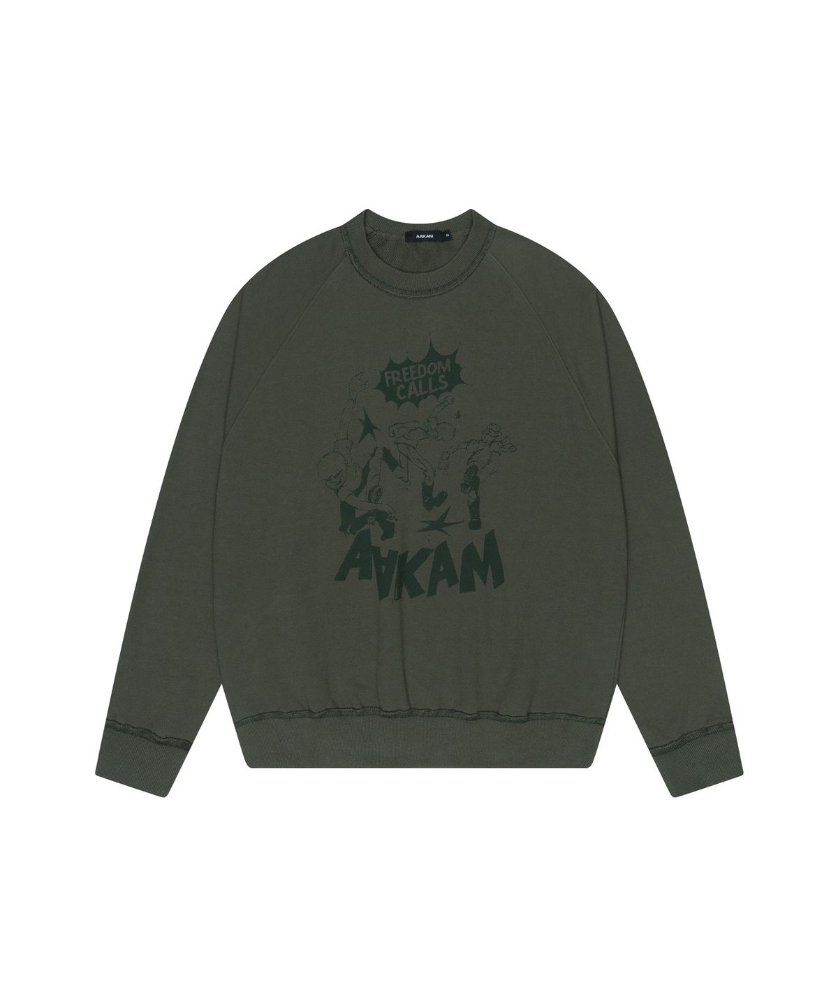 아캄(AAKAM) Freedom Printed Raglan Sweatshirt (Khaki)