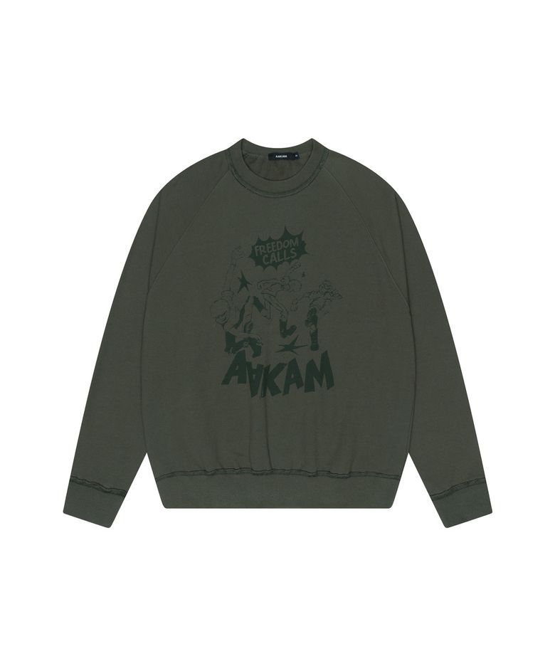 Freedom Printed Raglan Sweatshirt (Khaki)