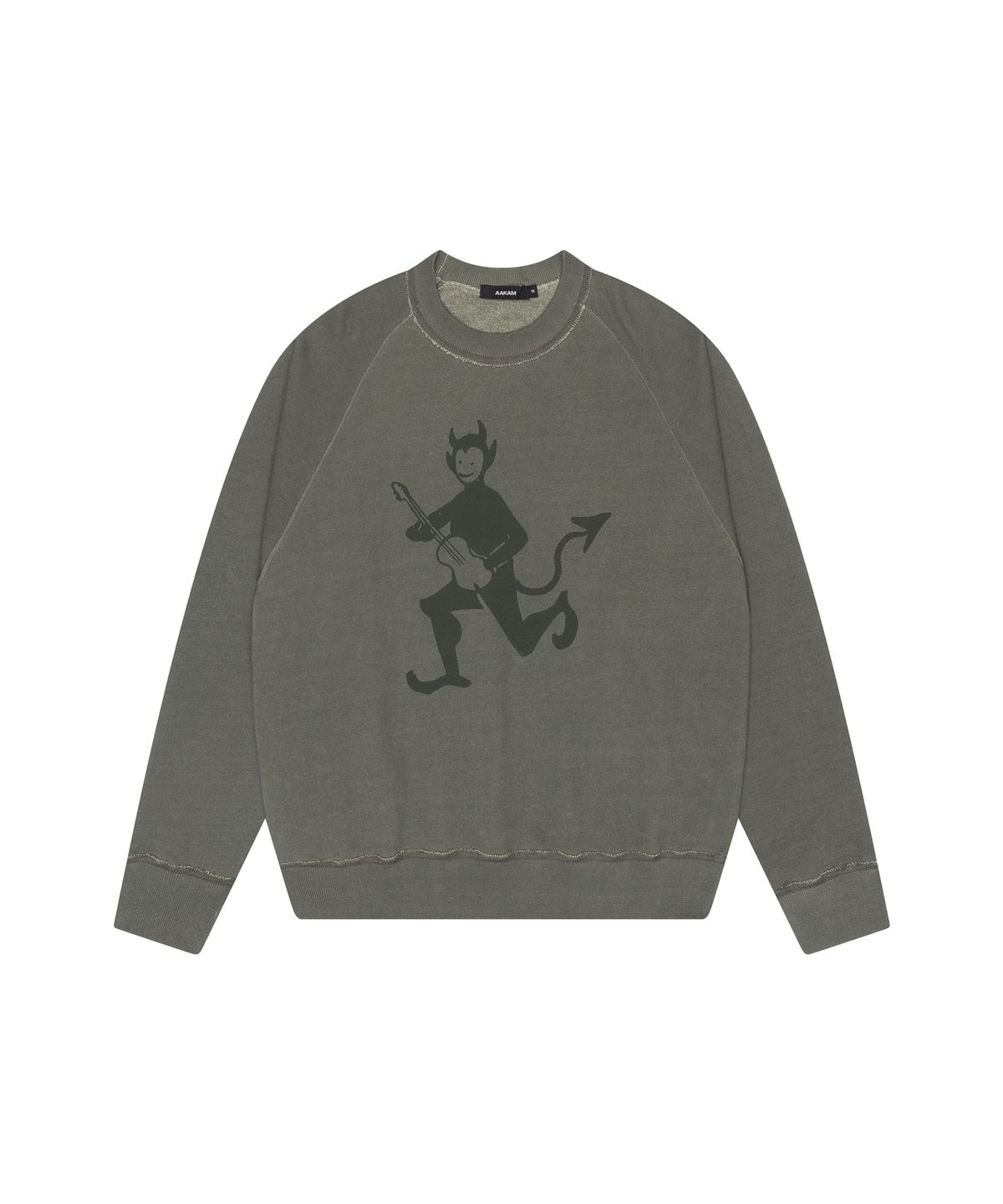 아캄(AAKAM) Devil Printed Raglan Sweatshirt (Dusty Green)