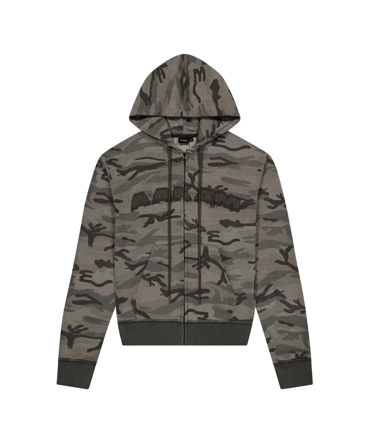 아캄(AAKAM) Contrast Logo Zip-Up Hoodie (Khaki)