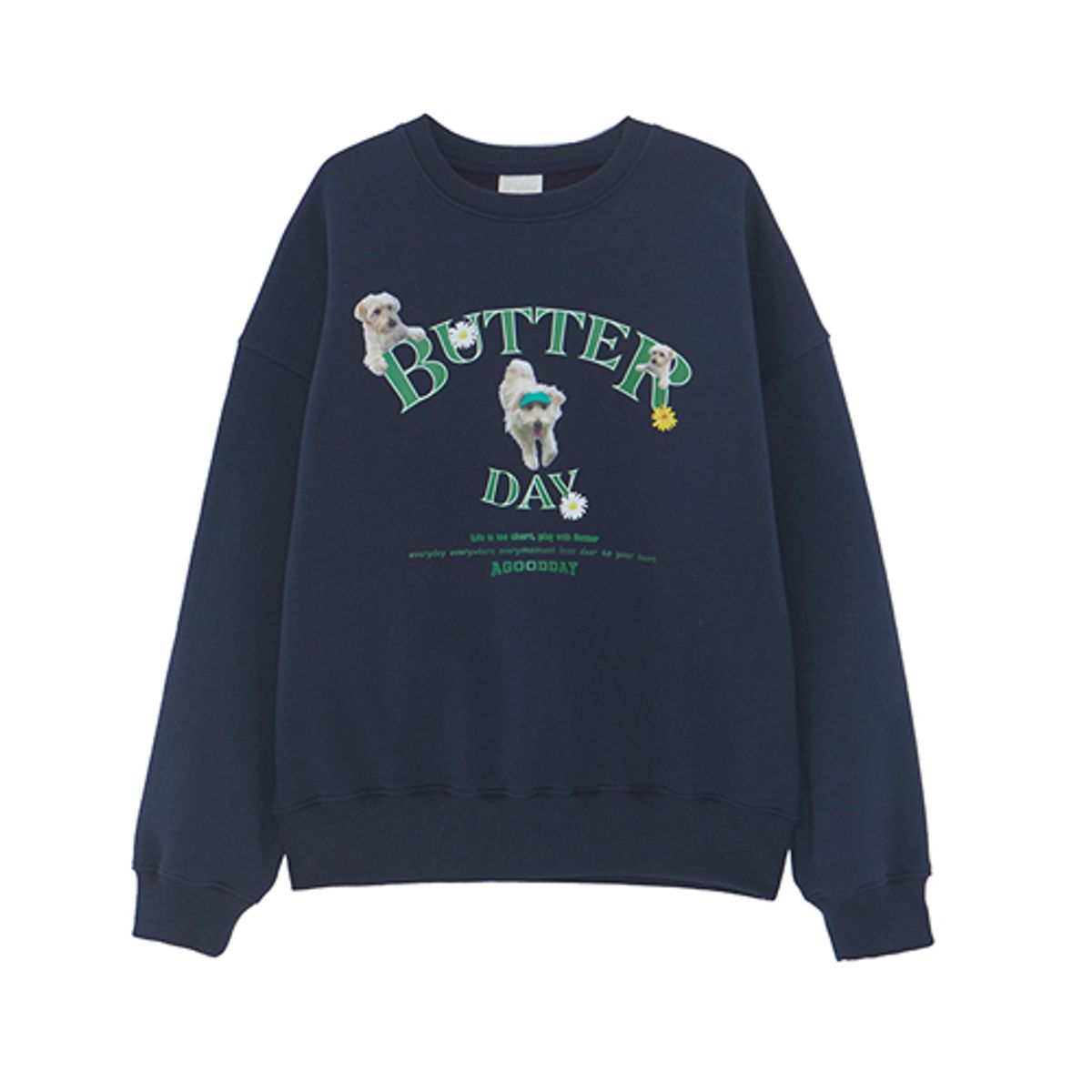 어굿데이(AGOODDAY) [UNISEX] butter sweat shirt (navy)