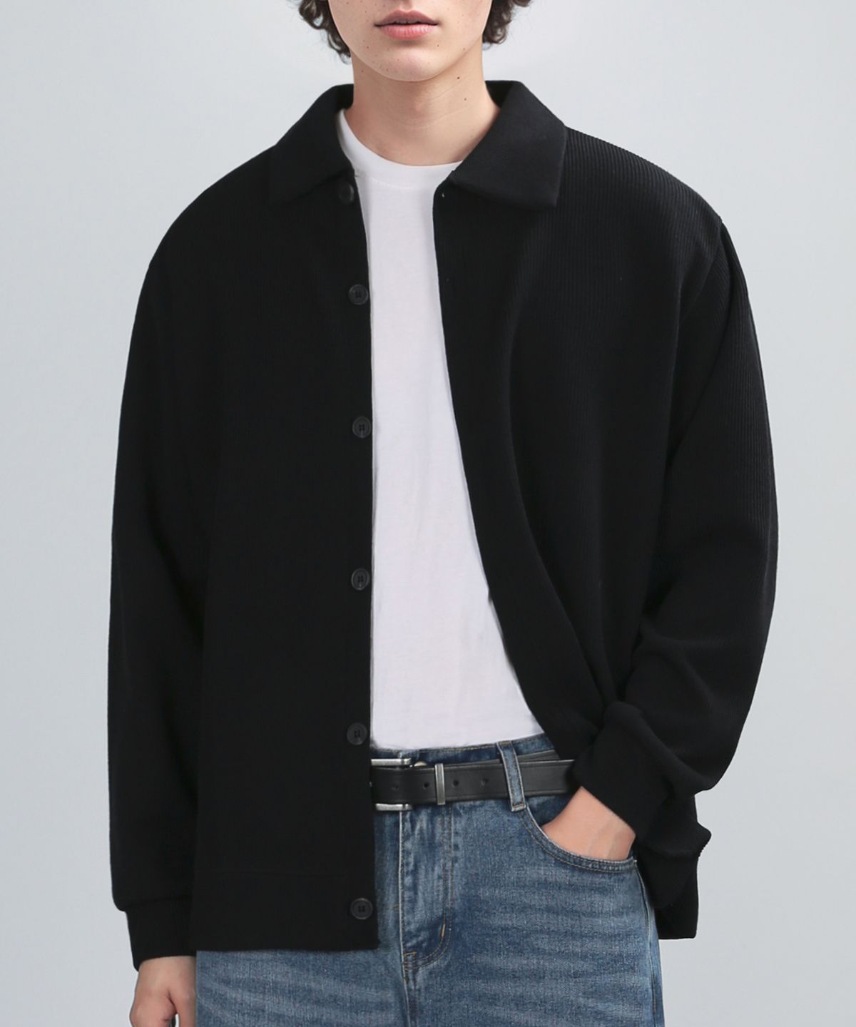 베리베인(VERYVAIN) GAFF TEX COLLAR CARDIGAN (BLACK)