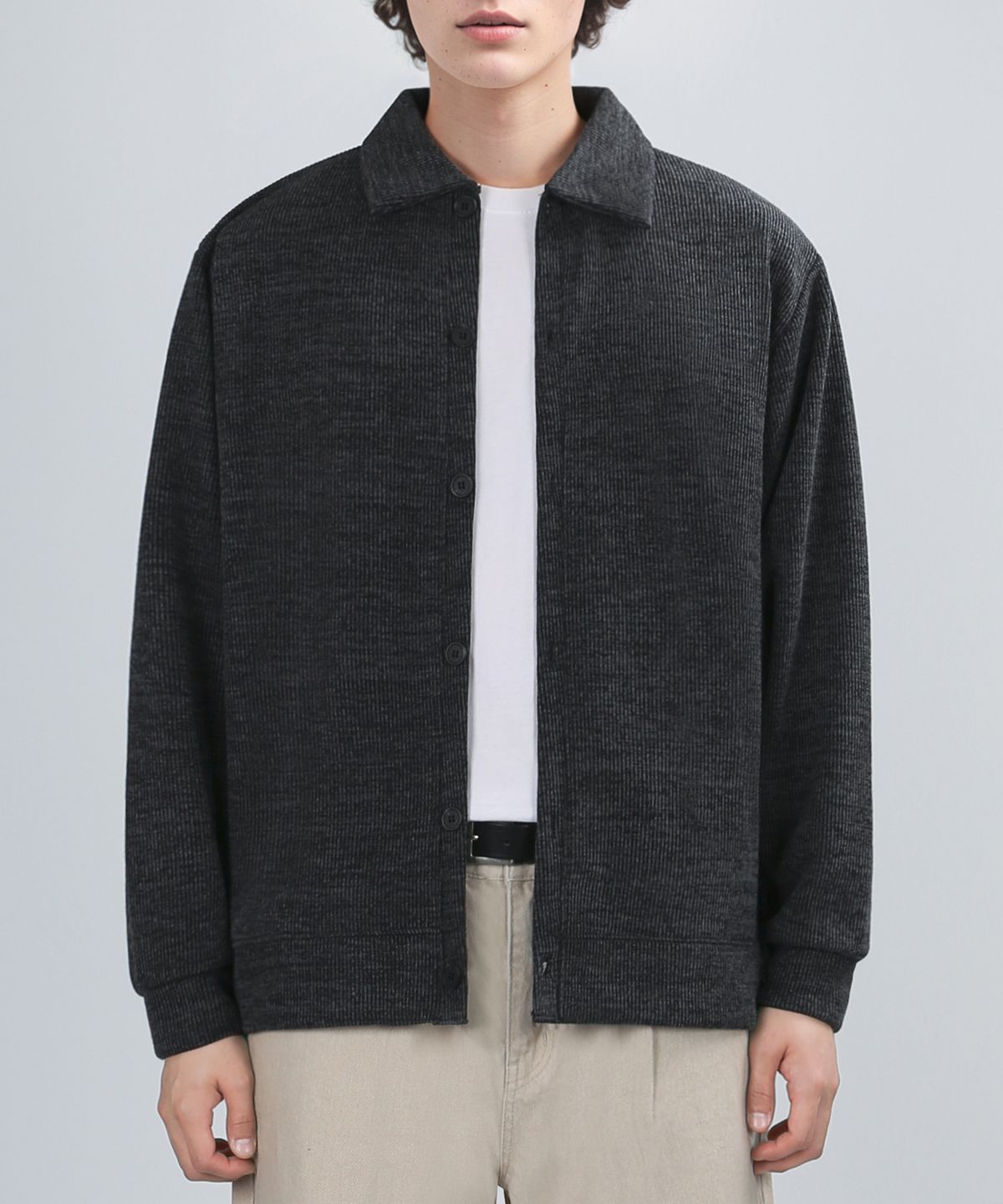 베리베인(VERYVAIN) GAFF TEX COLLAR CARDIGAN (DARK GRAY)