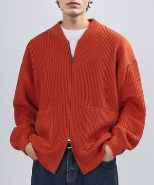 [Heavyweight] SHAWL KNIT JACKET (OCHER ORANGE)