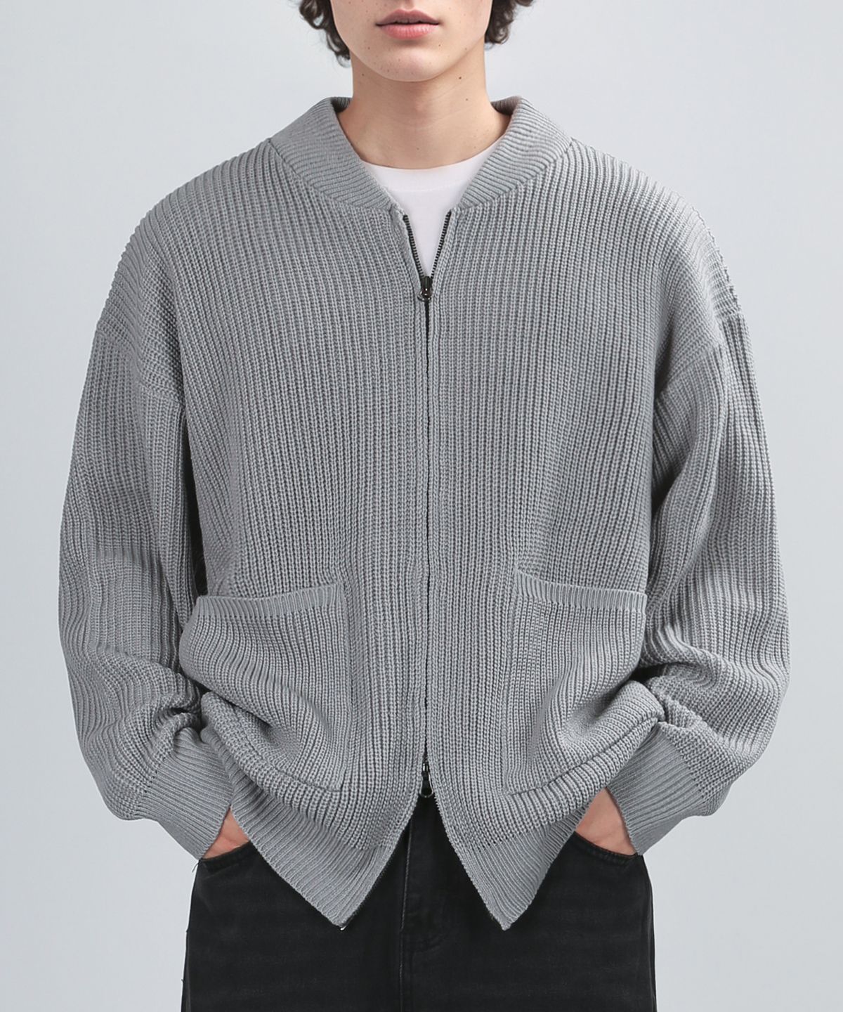 베리베인(VERYVAIN) [Heavyweight] SHAWL KNIT JACKET (GRAY)