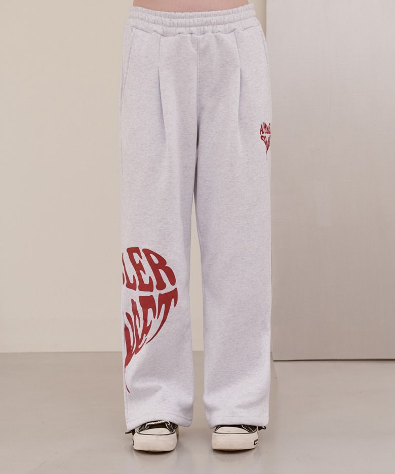 【AMBLER】 Heart Bear Pants One tuck 2-Way Wide Sweat Pants MUSINSA | AMBLER Heart Sunset One-Tuck 2-Way Training