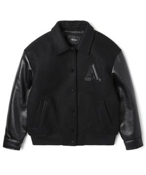 남여공용 배색 바시티 점퍼 (BLACK) (HZAUJ82-39)