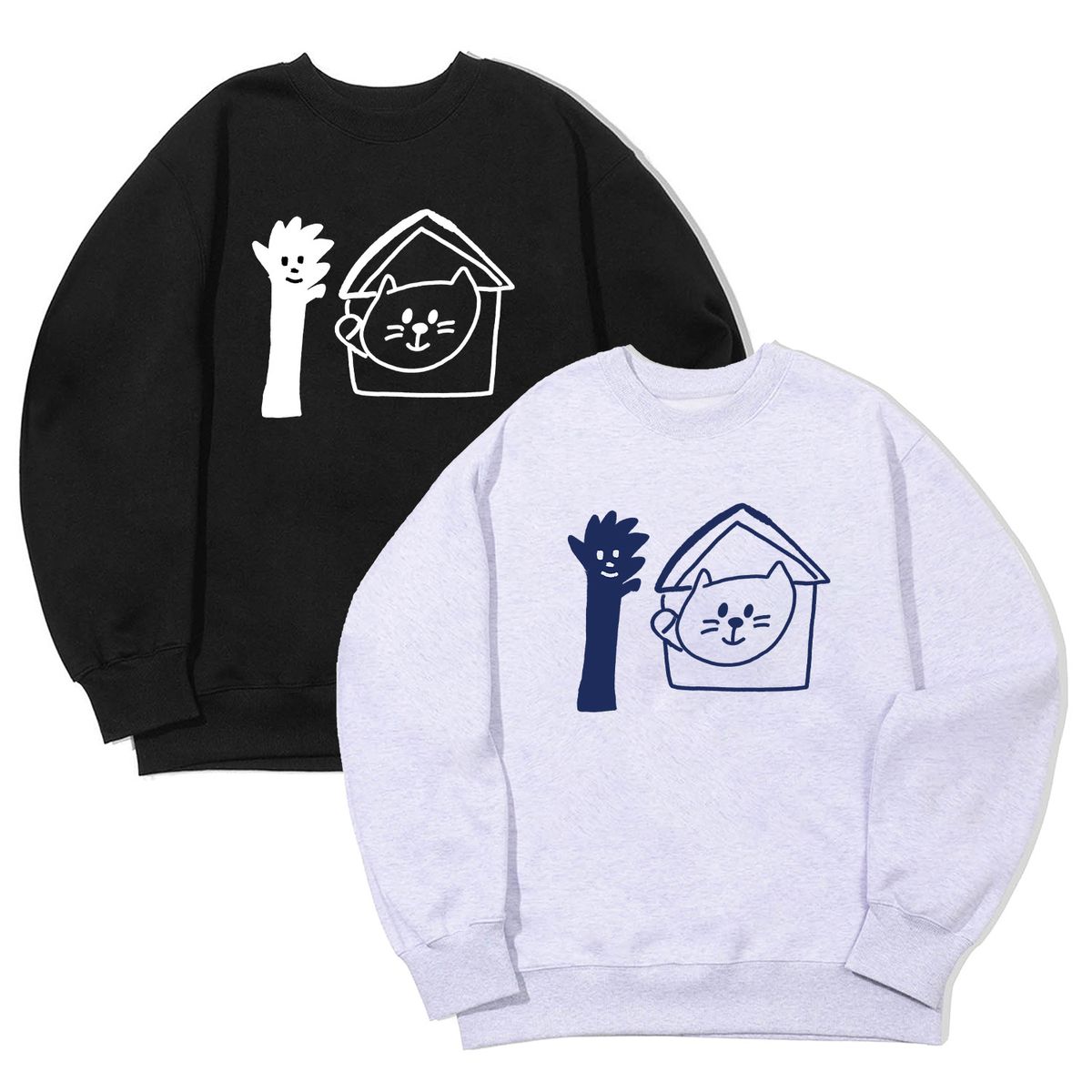어썸어스(AWESOMEUS) (23FW)SMILE CAT IN THE HOUSE SWEAT SHIRTS_3 COLOR