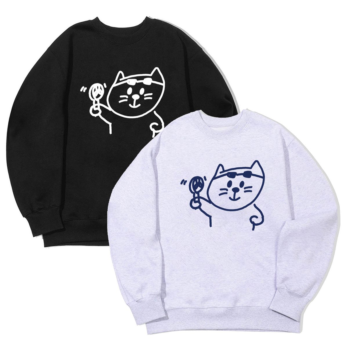 어썸어스(AWESOMEUS) (23FW)SMILE CAT WITH A HAND FAN SWEAT SHIRTS_3 COLOR