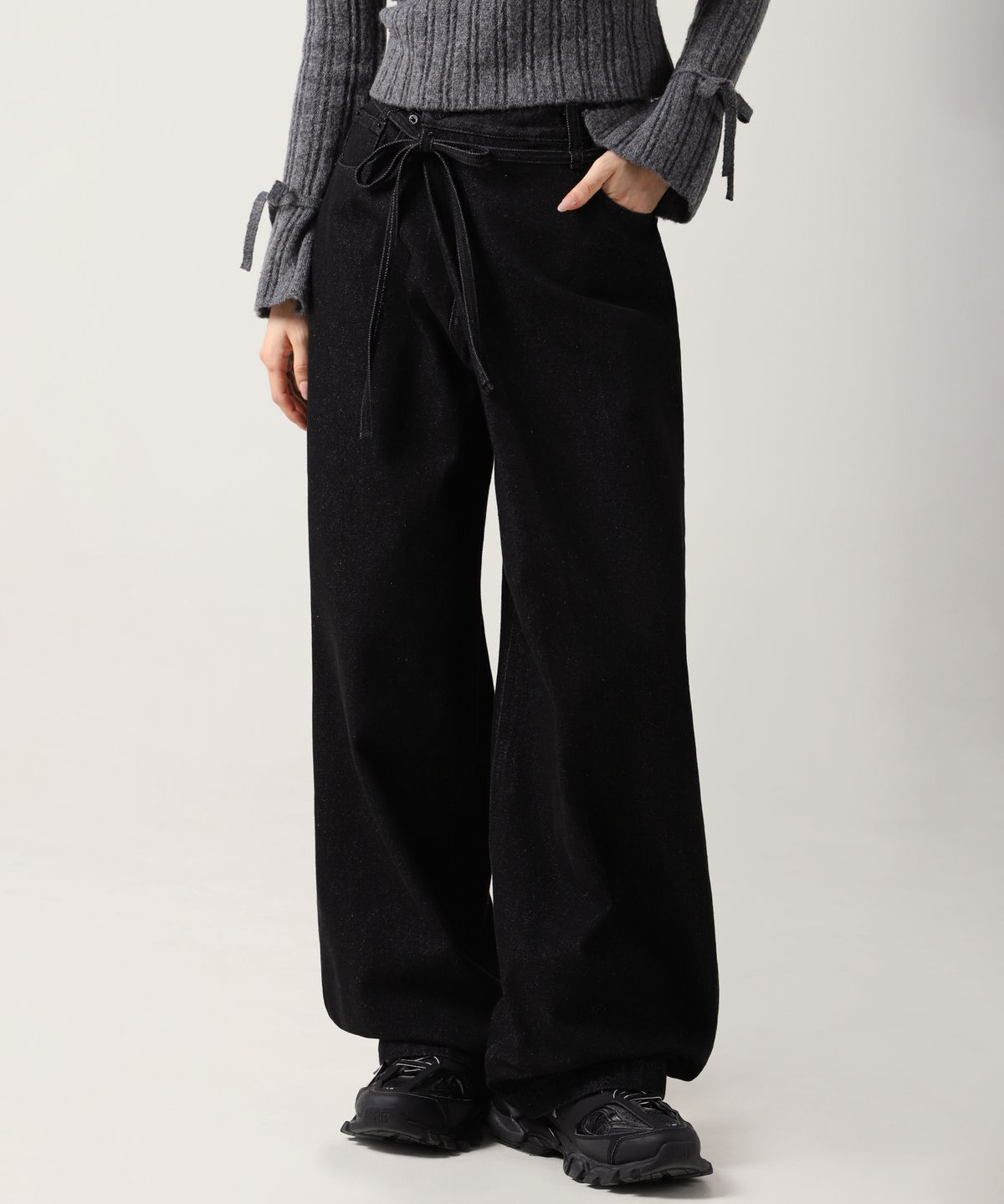 어반드레스(AVANDRESS) String Wrap Wide Pants BLACK