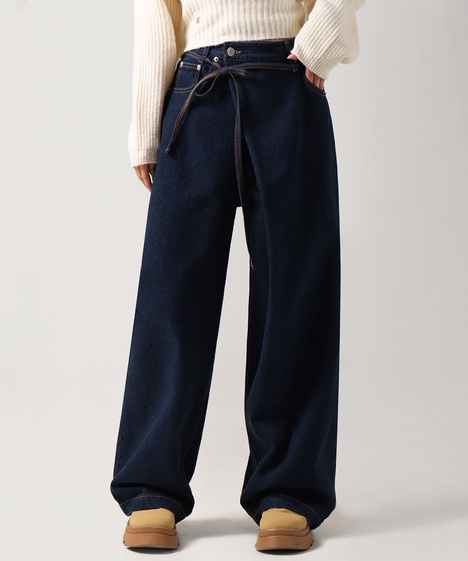 MUSINSA | AVANDRESS String Wrap Wide Pants INDIGO