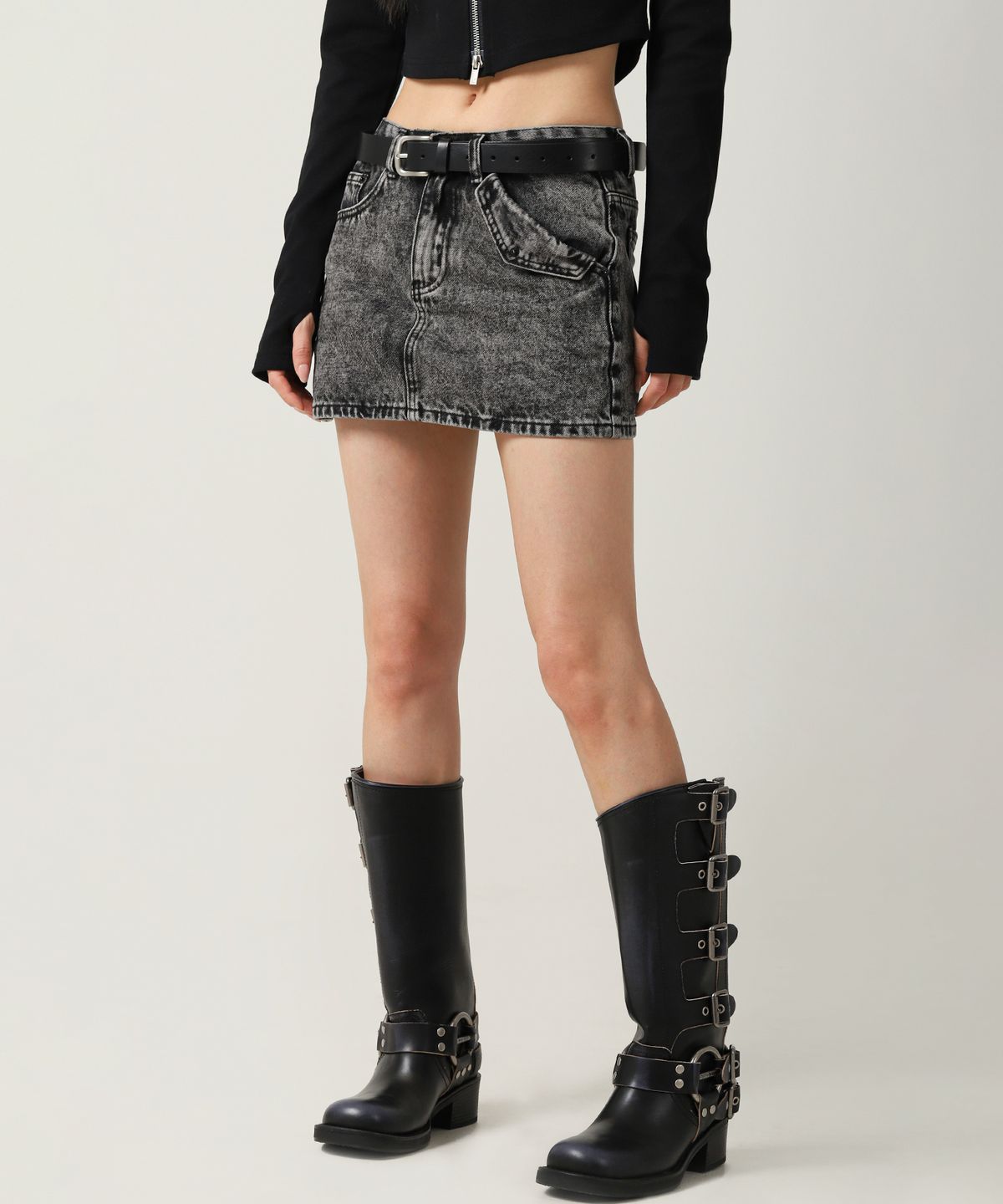 어반드레스(AVANDRESS) Ava Denim Mini Skirt BLACK