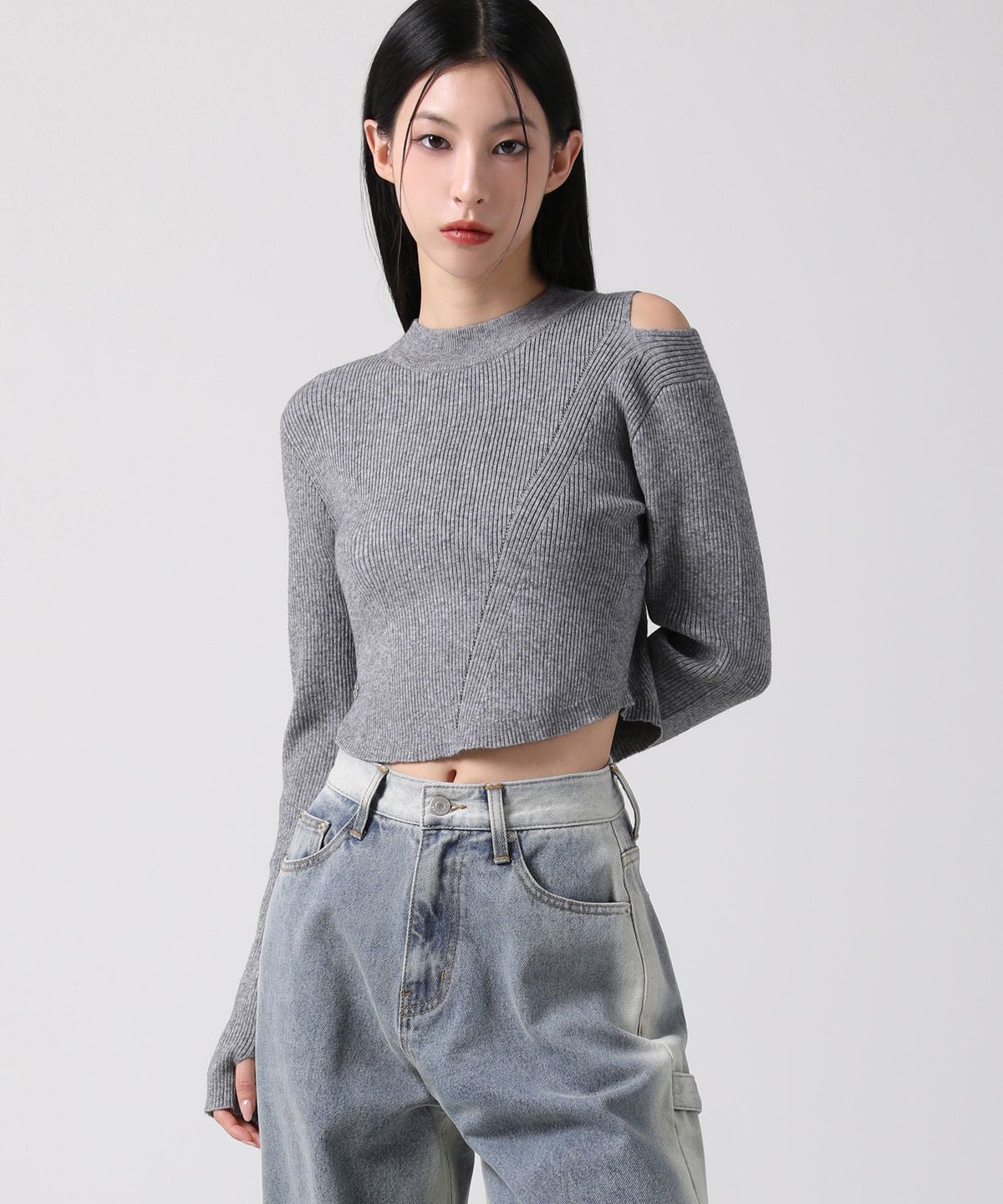 어반드레스(AVANDRESS) Tati Hole Round Knit MELANGE