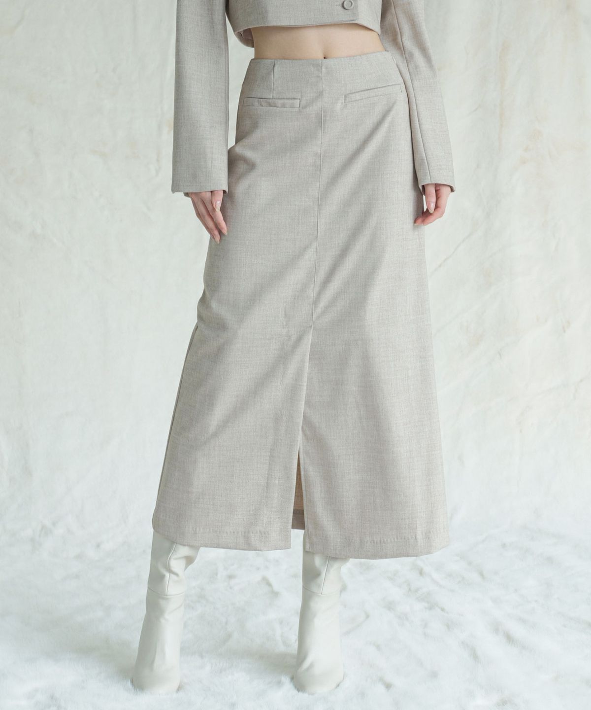 어반드레스(AVANDRESS) Karin Slit Maxi Long Skirt BEIGE