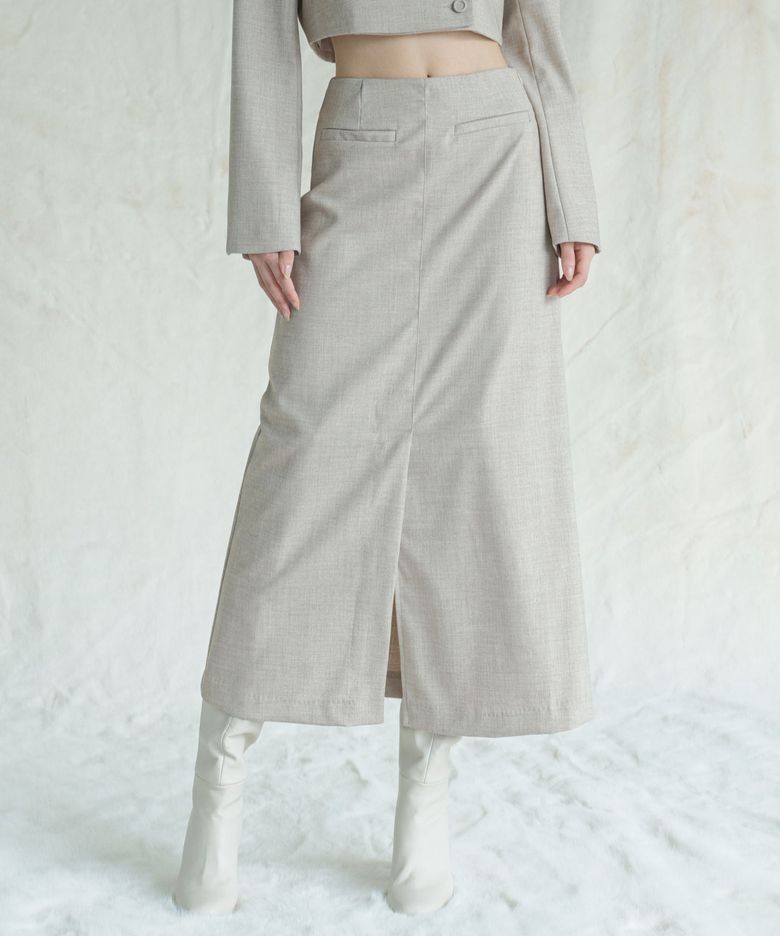 Karin Slit Maxi Long Skirt BEIGE
