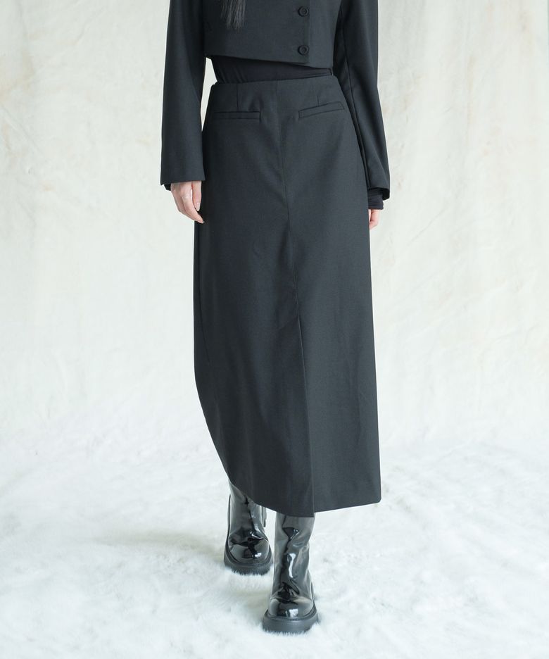 Karin Slit Maxi Long Skirt BLACK