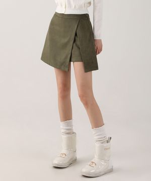 Suede Chic Slit Mini Skirt KHAKI