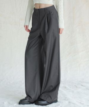 One-Tuck Slacks 100 GREY