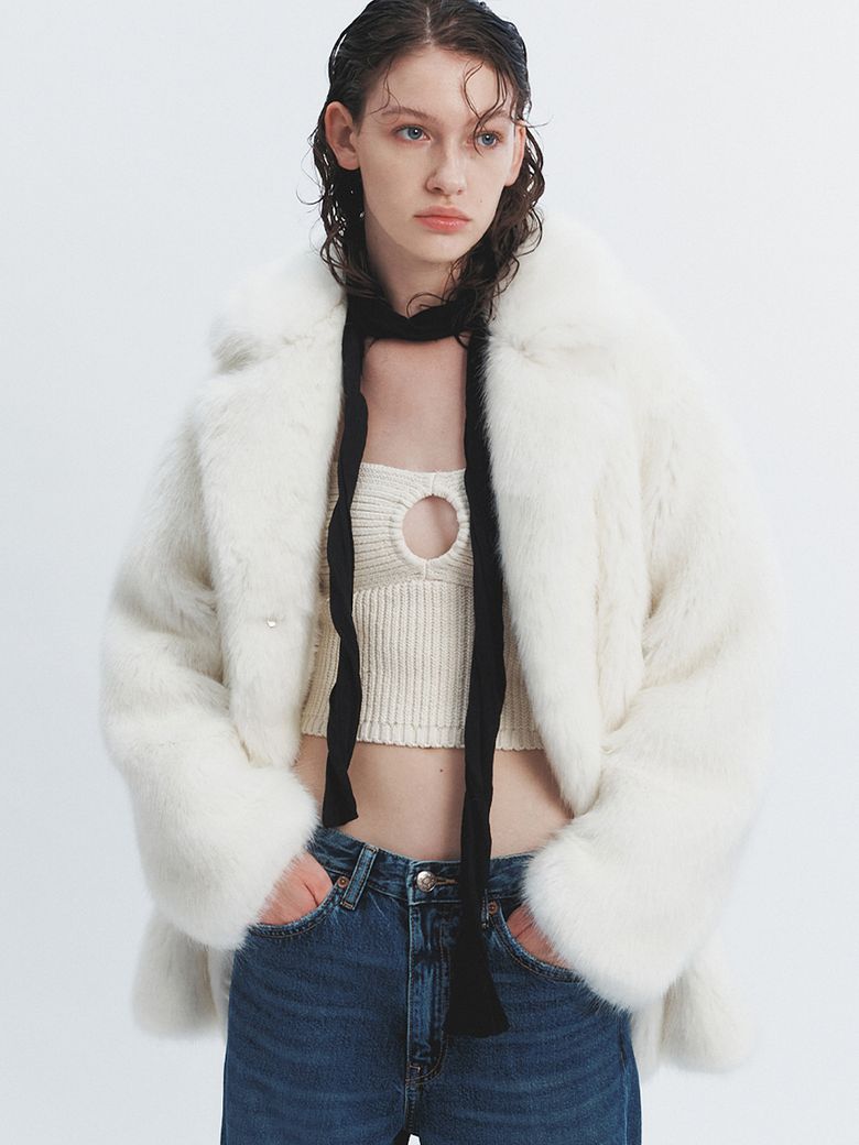 KHLOE FAUX FUR COAT WHITE