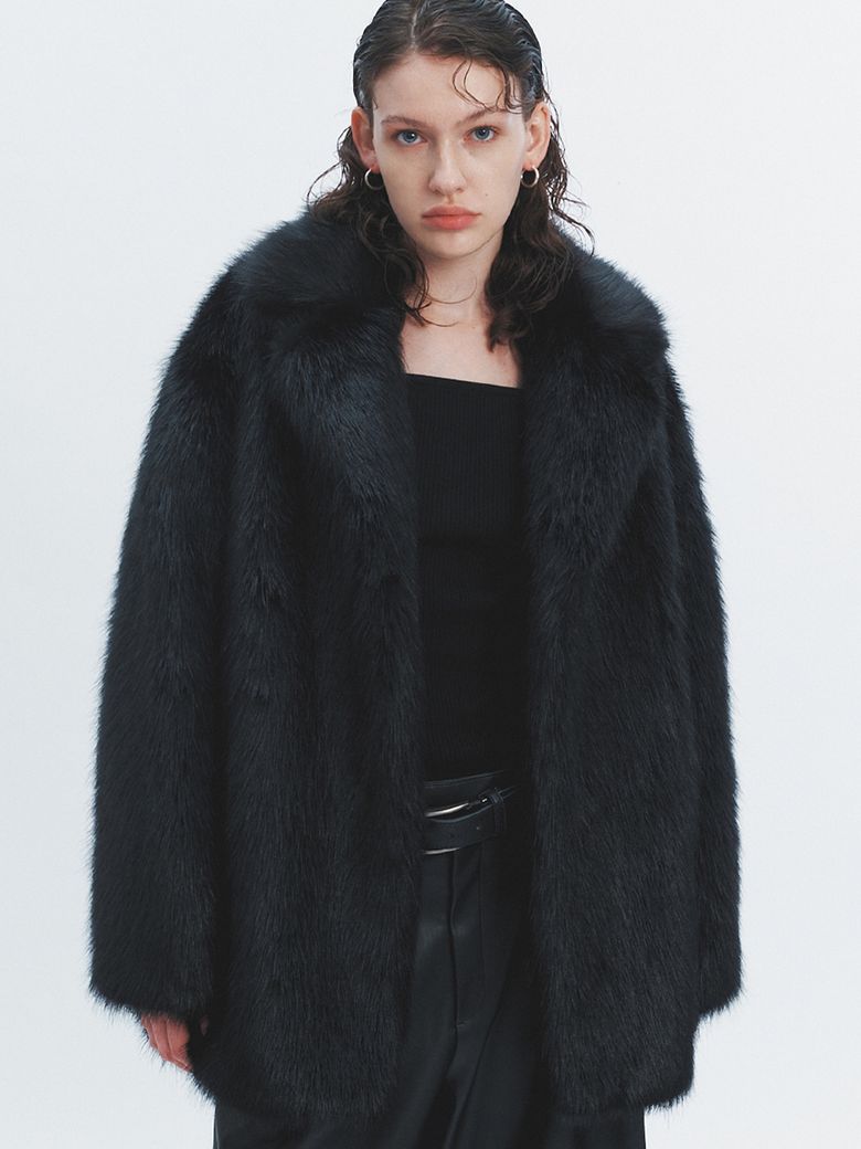 KHLOE FAUX FUR COAT BLACK
