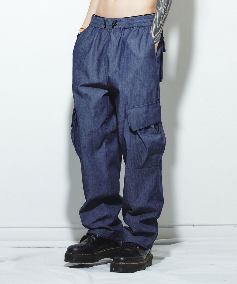 BASALT DENIM LIKE CARGO PANTS B08-NAVY