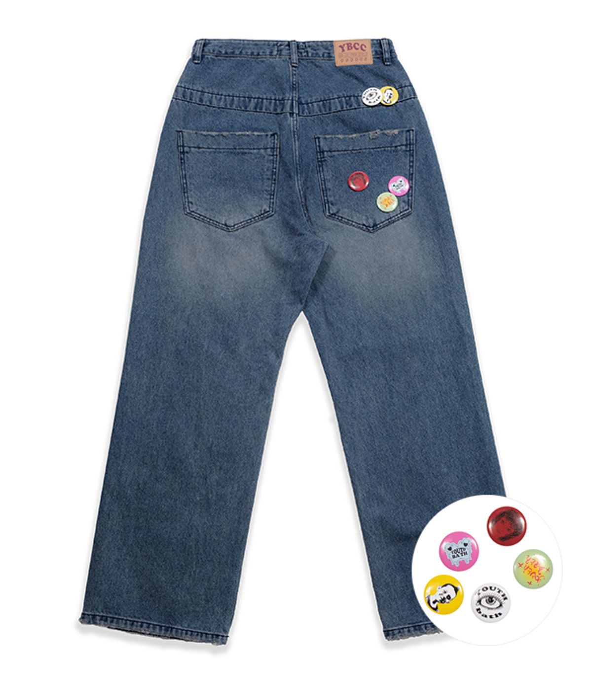 유쓰배쓰(YOUTHBATH) PIN BUTTON DENIM PANTS