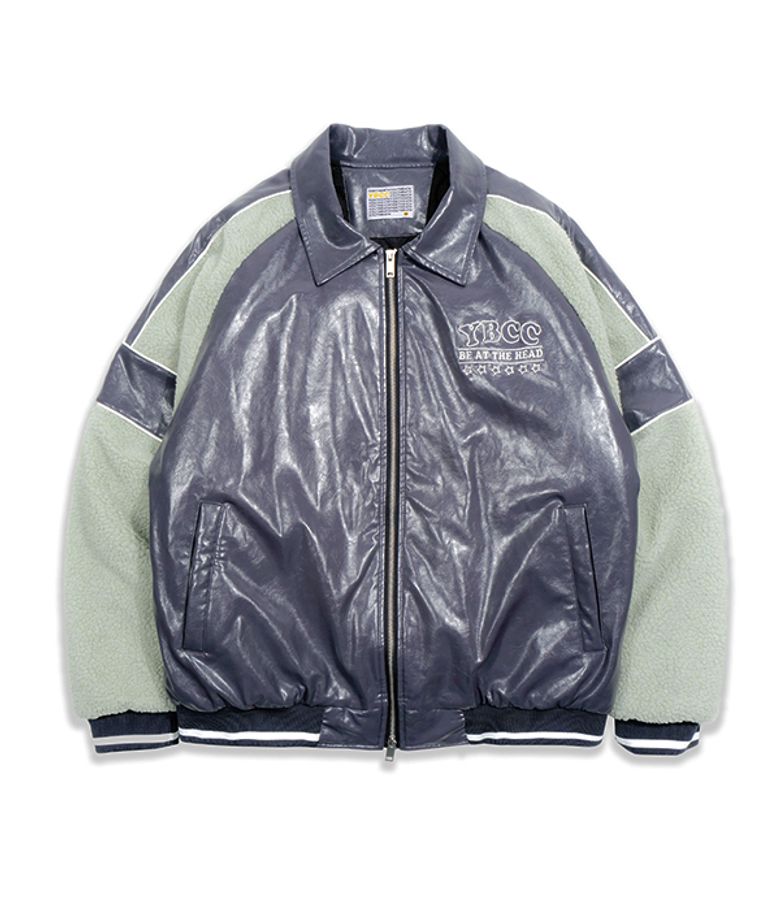 FLEECE LEATHER BLOUSON_GREY
