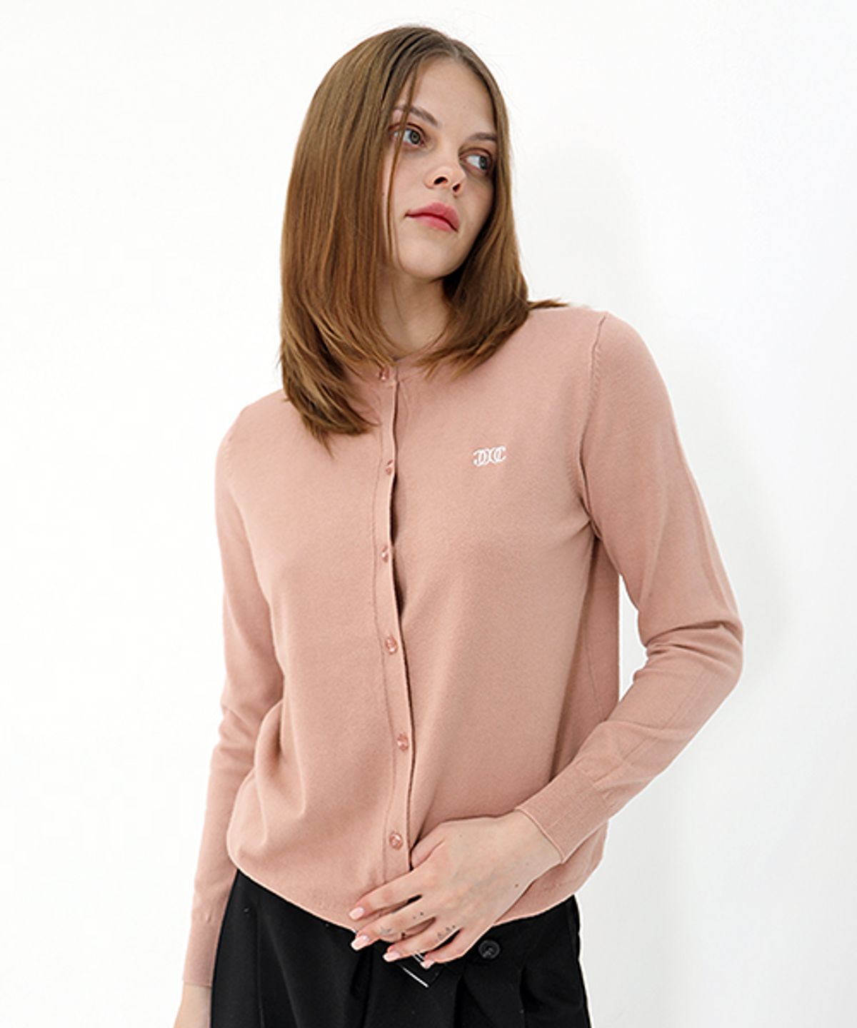 데미지니모닉(DAMAGE MNEMONIC) 로고 울 인디핑크 가디건 _ Logo Wool Pink Gardigan