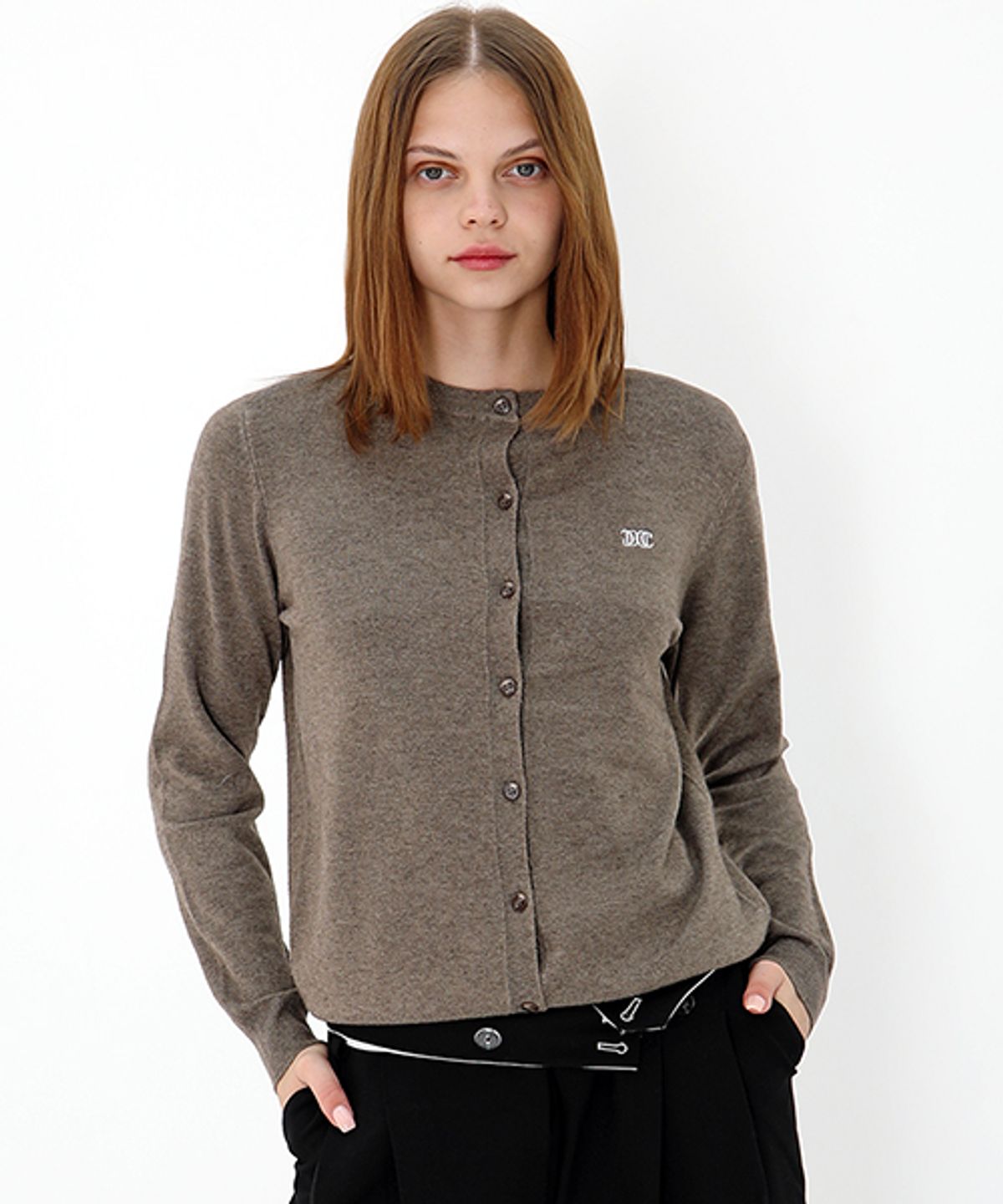 데미지니모닉(DAMAGE MNEMONIC) 로고 울 브라운 가디건 _ Logo Wool Brown Gardigan
