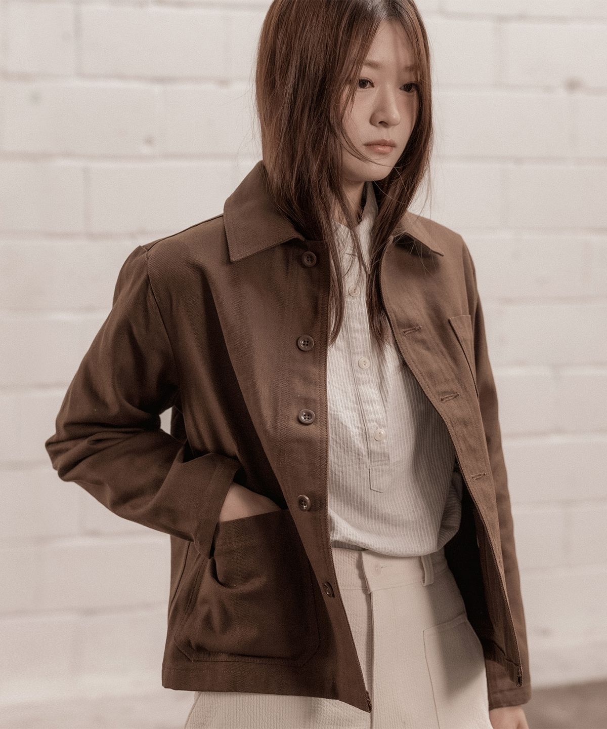 코튼벨(COTTON BELL) 면 워크자켓 - Brown