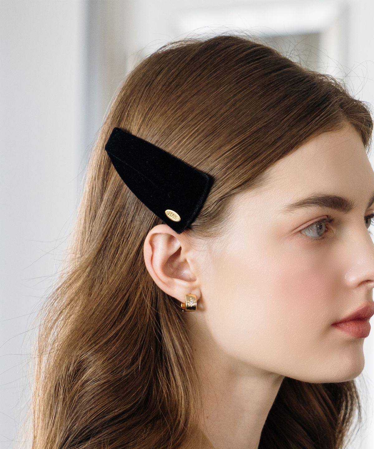 하스(HAS) HFS010 Black velvet hair side snap clip