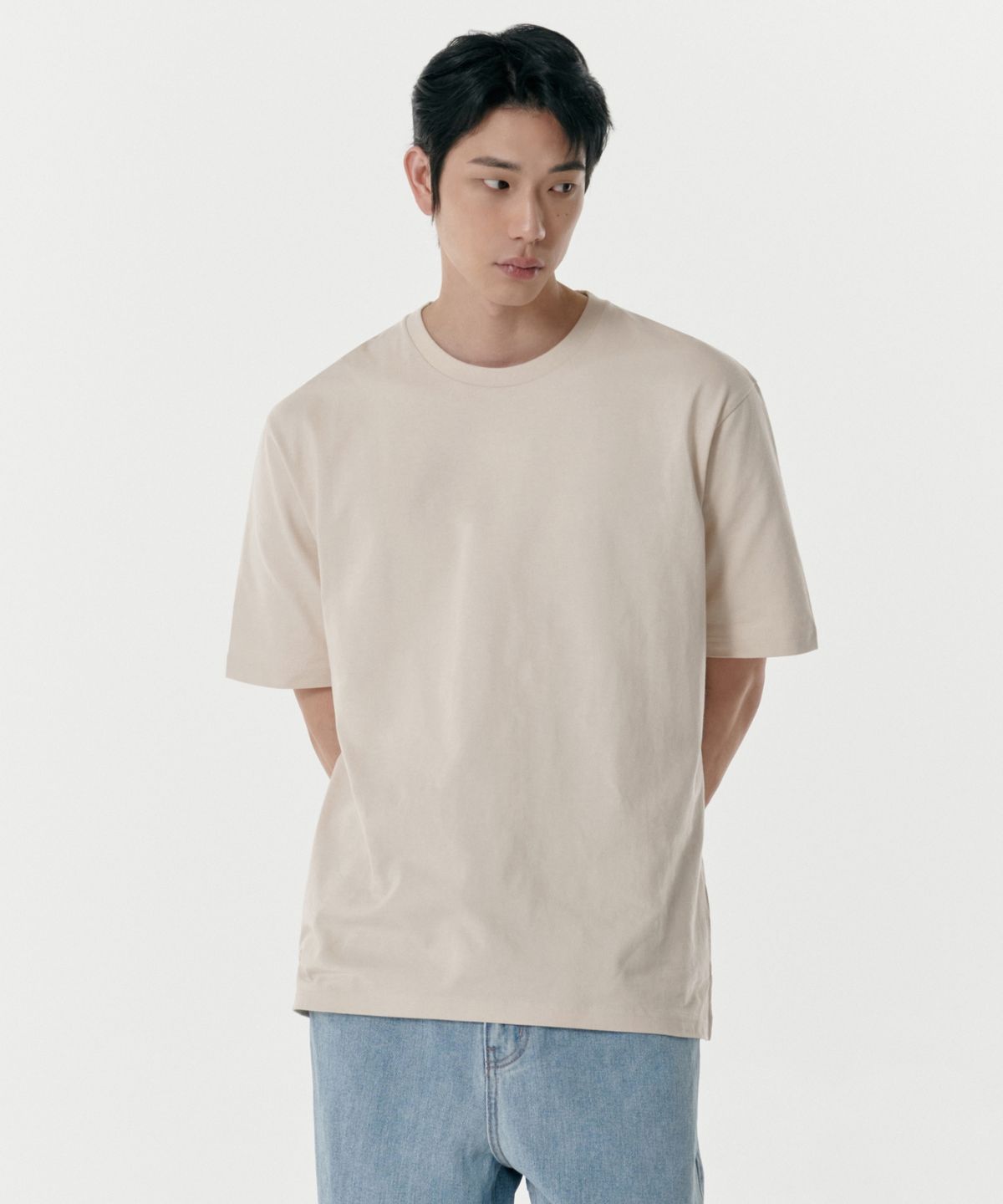 무신사 스탠다드(MUSINSA STANDARD) 레이어드 크루 넥 티셔츠_일반 기장 [에크루]