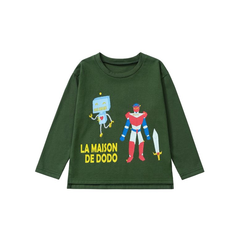 Simply Dodo T-Shirt with Robots (Dark Moss Green)  긴팔티셔츠
