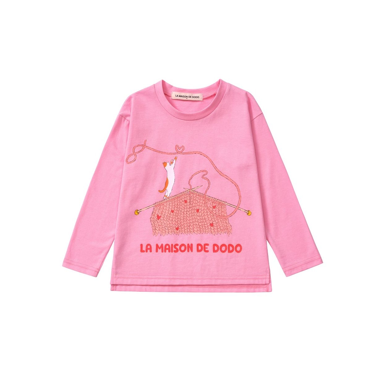 라메종드도도(LA MAISON DE DODO) Simply Dodo T-Shirt with Knitting Kitten (French Pink)  긴팔티셔츠
