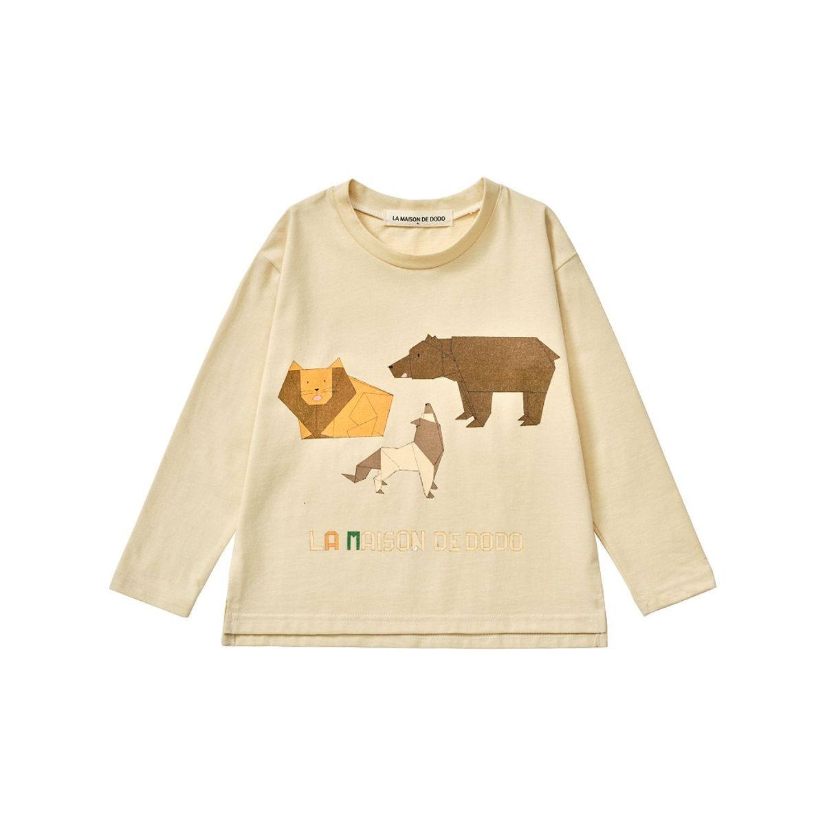 라메종드도도(LA MAISON DE DODO) Simply Dodo T-Shirt with Origami Lion, Bear, Wolf (Ivory)  긴팔티셔츠