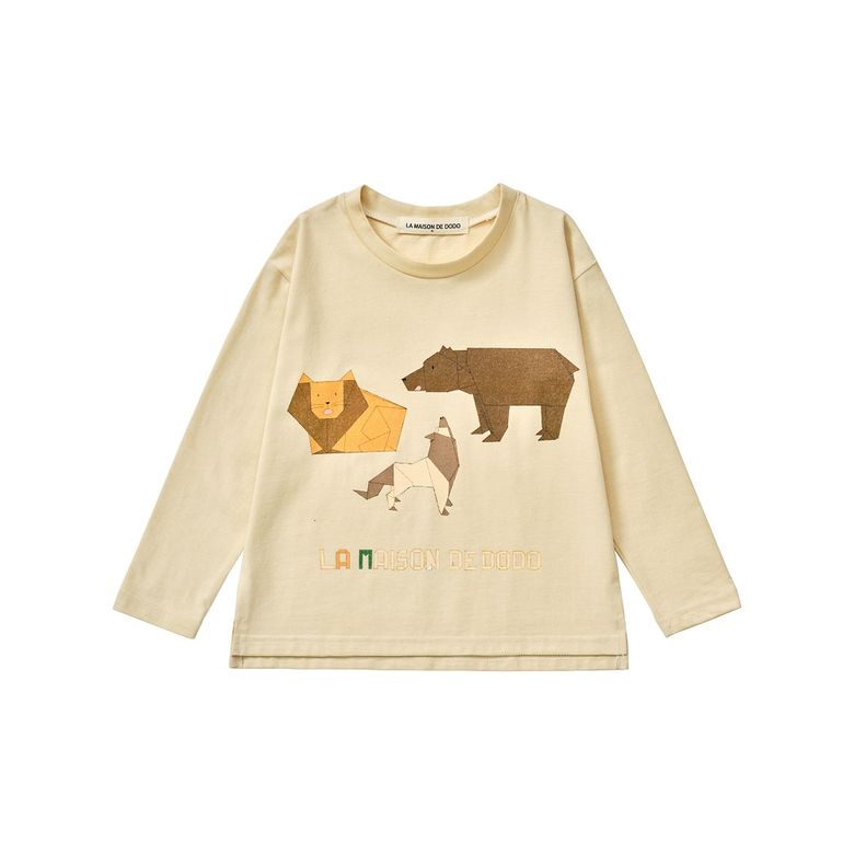 Simply Dodo T-Shirt with Origami Lion, Bear, Wolf (Ivory)  긴팔티셔츠