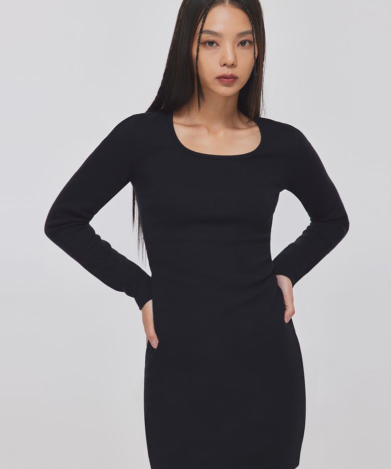 ROUND SQUARE NECK MINI DRESS_T326DS501