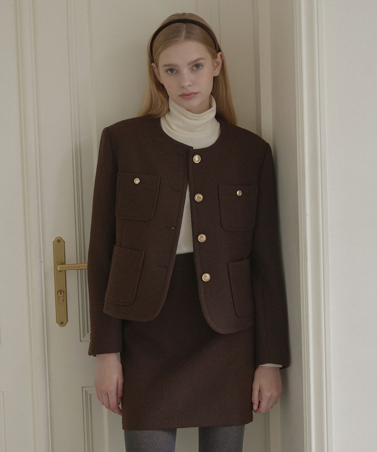 논로컬(NONLOCAL) Jane Tweed Set Up - Brown