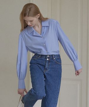 Jane Shirring Blouse - Blue