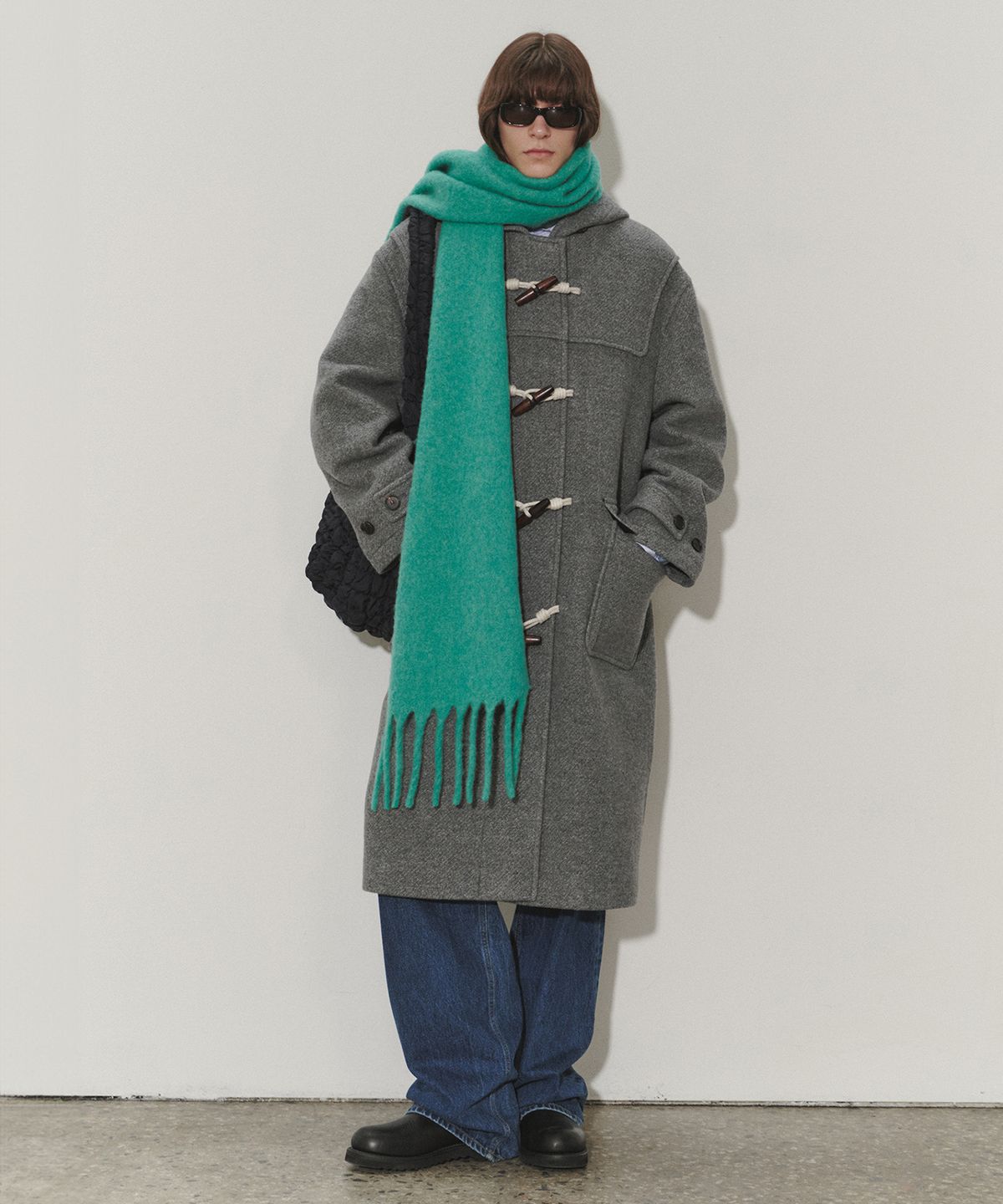 던스트 포 맨(DUNST FOR MEN) UNISEX FRINGED WOOL MUFFLER APPLE GREEN_M_UDMU3F101E2