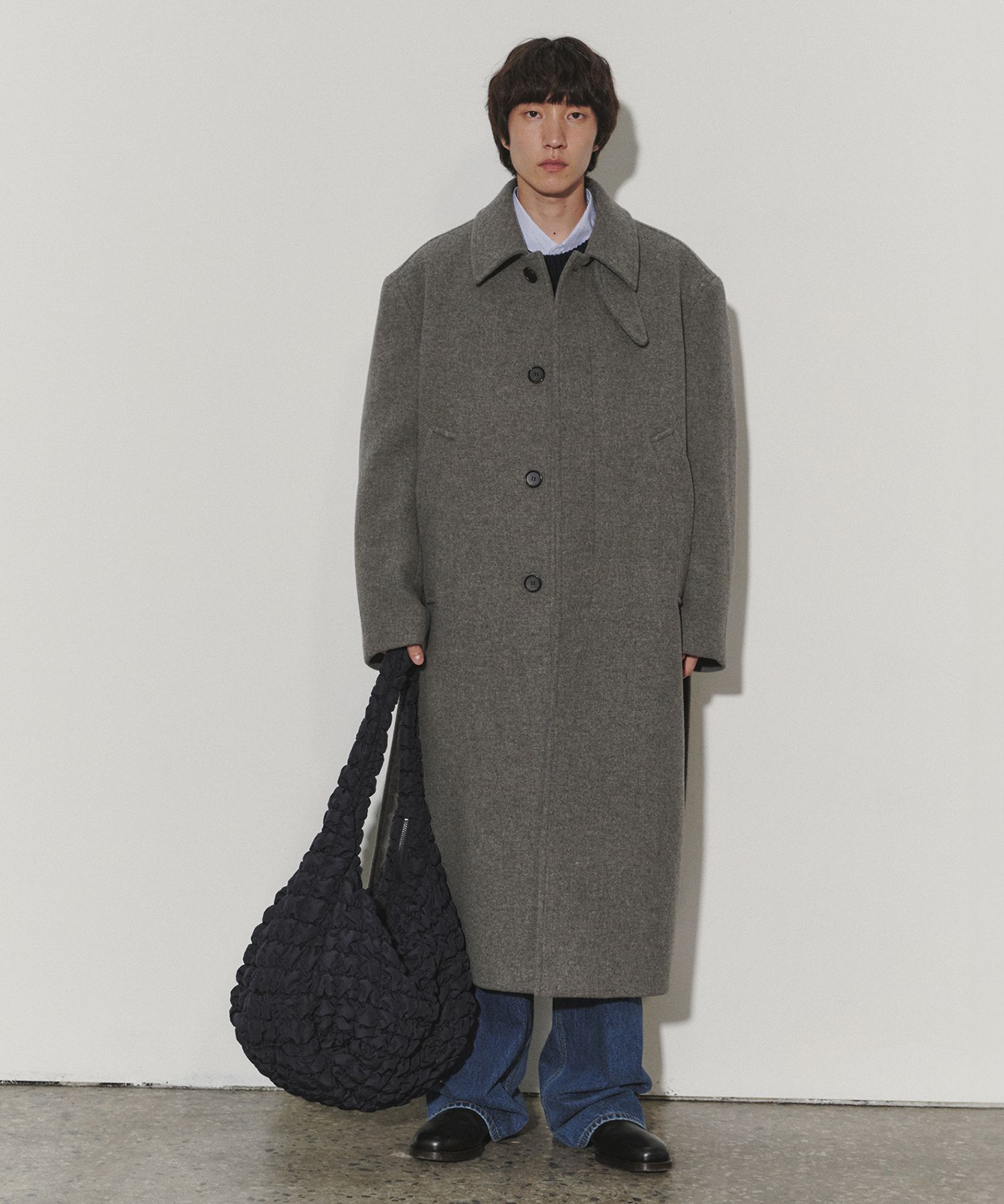 MUSINSA DUNST UNISEX OVERSIZED WOOL MAC COAT CHARCOAL