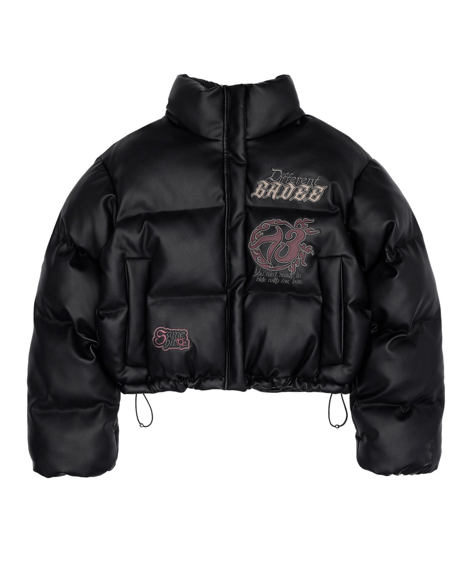 MUSINSA | BADEE Gothic 13 Leather Puffer Jacket Black