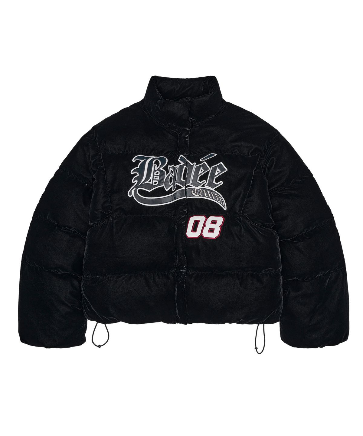 배디(BADEE) Velour Varsity Jacket Black