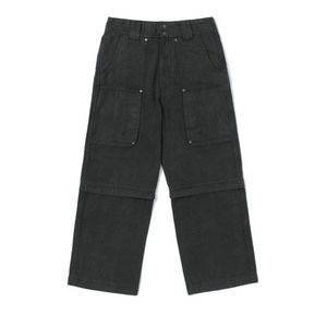 WASHED CARGO DENIM PANTS - BLACK